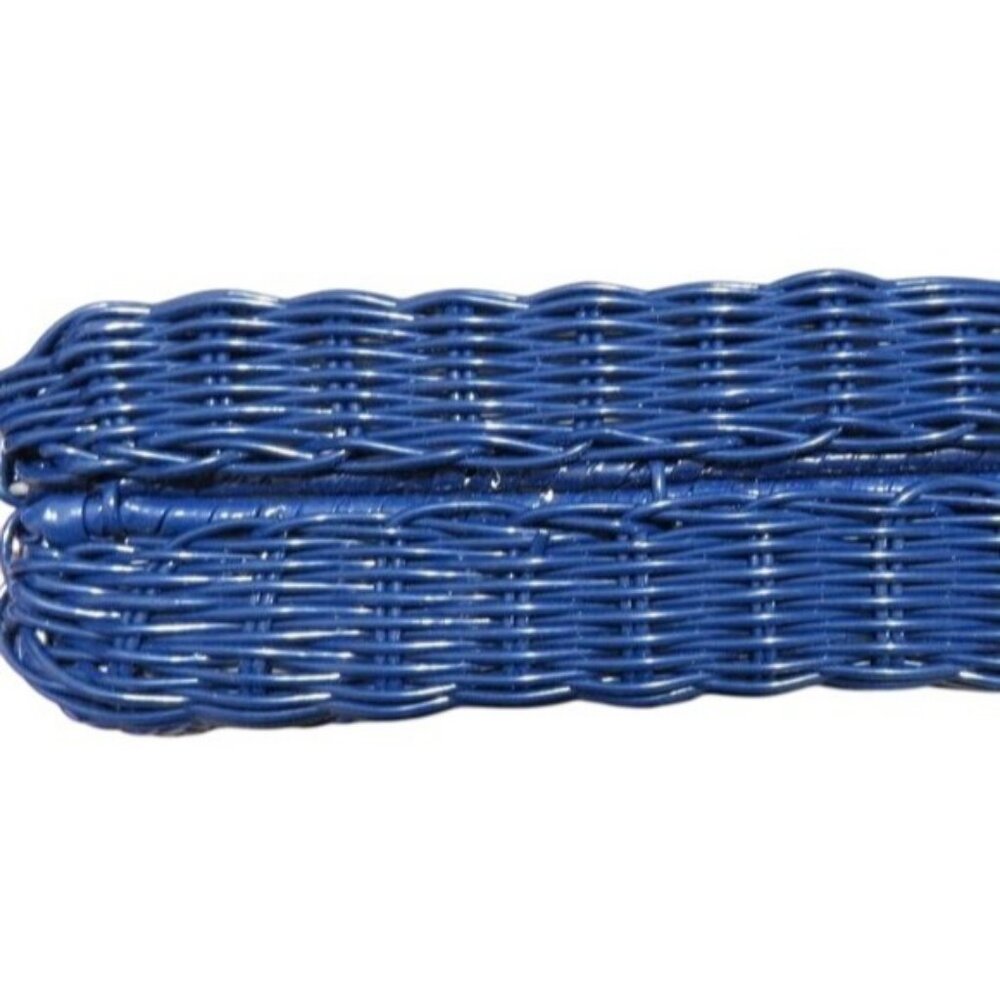 Basket Weave Handbag Cobalt Sapphire Blue & Gold Hardware Chain Crossbody Clutch - Picture 6 of 13